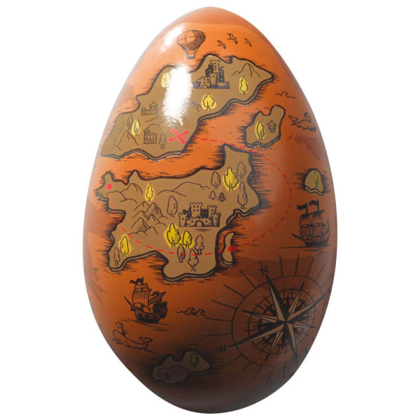 Oeuf carte aux tresors chocolat au lait garni - 13cm (Tarif écoles)