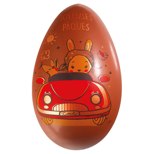 Oeuf En voiture chocolat noir garni - 13cm